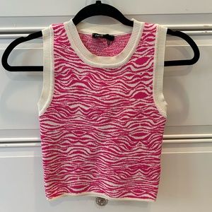 Pink and white knit zebra print top